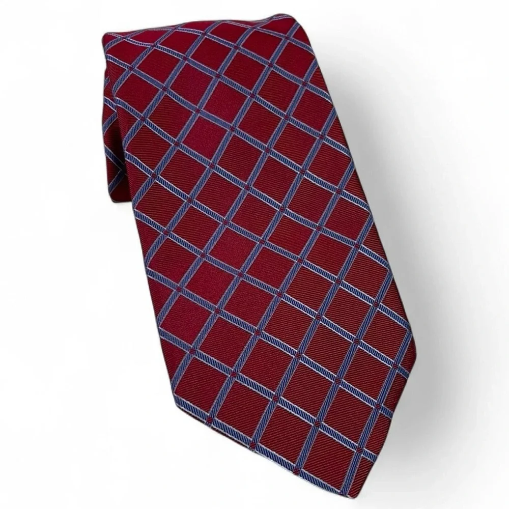 NWOT! Brooks Brothers Italian Silk Red & Blue Stain Resistant Tie Checkered 59”